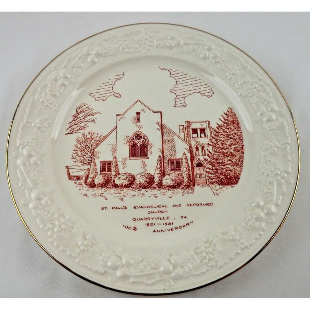 Vintage 1951 Homer Laughlin Plate St Pauls Evangelical Church Quarryville PA